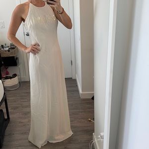 Cachet slip Dresswhite long cocktail dress, sheeth dress, beaded, fits 8-11